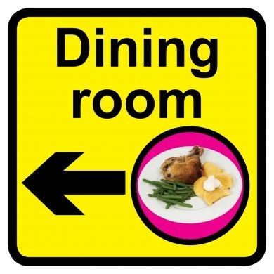 Dining Room sign with left arrow - 300mm x 300mm